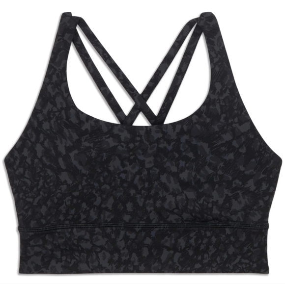 Lululemon Energy Longline Bra Size 4 Black Camo Print Medium Support - Picture 1 of 10